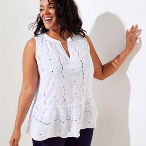 COPY - LOFT Plus Eyelet Split Neck Peplum Shell 2…